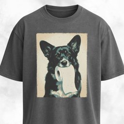 Black Corgi With Toilet Paper T Shirt Gift For Dog Lover