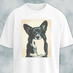 Black Corgi With Toilet Paper T Shirt Gift For Dog Lover