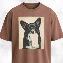 Black Corgi With Toilet Paper T Shirt Gift For Dog Lover