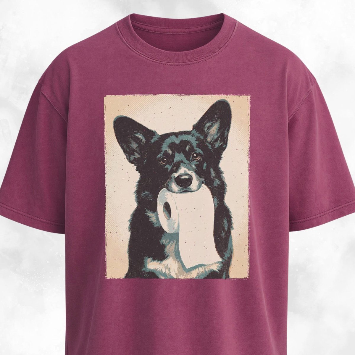 Black Corgi With Toilet Paper T Shirt Gift For Dog Lover