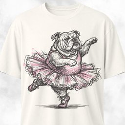Ballerina Bulldog T Shirt Gift For Dog Lover