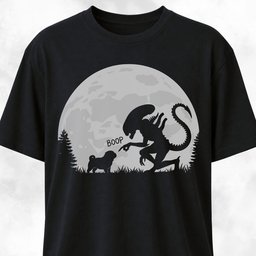 Alien Xenomorph Booping Pug T Shirt Gift For Dog Lover