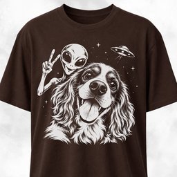 Alien Selfie Cavalier King Charles Spaniel T Shirt Gift For Dog Lover