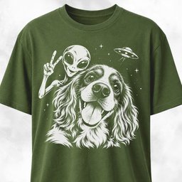 Alien Selfie Cavalier King Charles Spaniel T Shirt Gift For Dog Lover