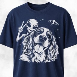 Alien Selfie Cavalier King Charles Spaniel T Shirt Gift For Dog Lover