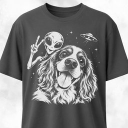 Alien Selfie Cavalier King Charles Spaniel T Shirt Gift For Dog Lover
