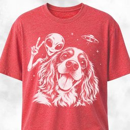 Alien Selfie Cavalier King Charles Spaniel T Shirt Gift For Dog Lover