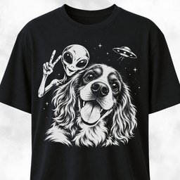 Alien Selfie Cavalier King Charles Spaniel T Shirt Gift For Dog Lover