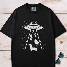 Alien Ufo Abducting Dachshunds T Shirt Gift For Dog Lover