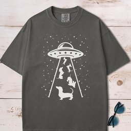 Alien Ufo Abducting Dachshunds T Shirt Gift For Dog Lover