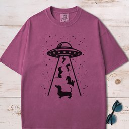 Alien Ufo Abducting Dachshunds T Shirt Gift For Dog Lover