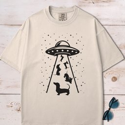 Alien Ufo Abducting Dachshunds T Shirt Gift For Dog Lover