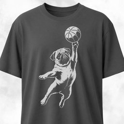 Basketball Pug T Shirt Gift For Dog Lover
