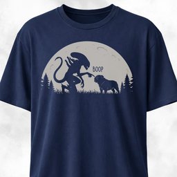 Alien Xenomorph Booping Bulldog T Shirt Gift For Dog Lover