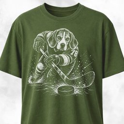 Beagle Playing Hockey T Shirt Gift For Dog Lover