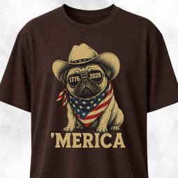 250th USA Anniversary Pug T Shirt Gift For Dog Lover