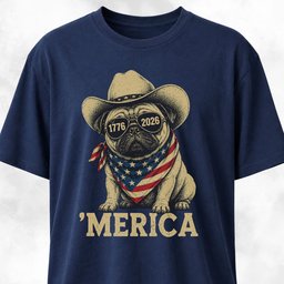 250th USA Anniversary Pug T Shirt Gift For Dog Lover