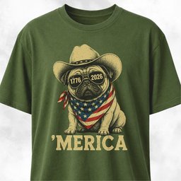 250th USA Anniversary Pug T Shirt Gift For Dog Lover