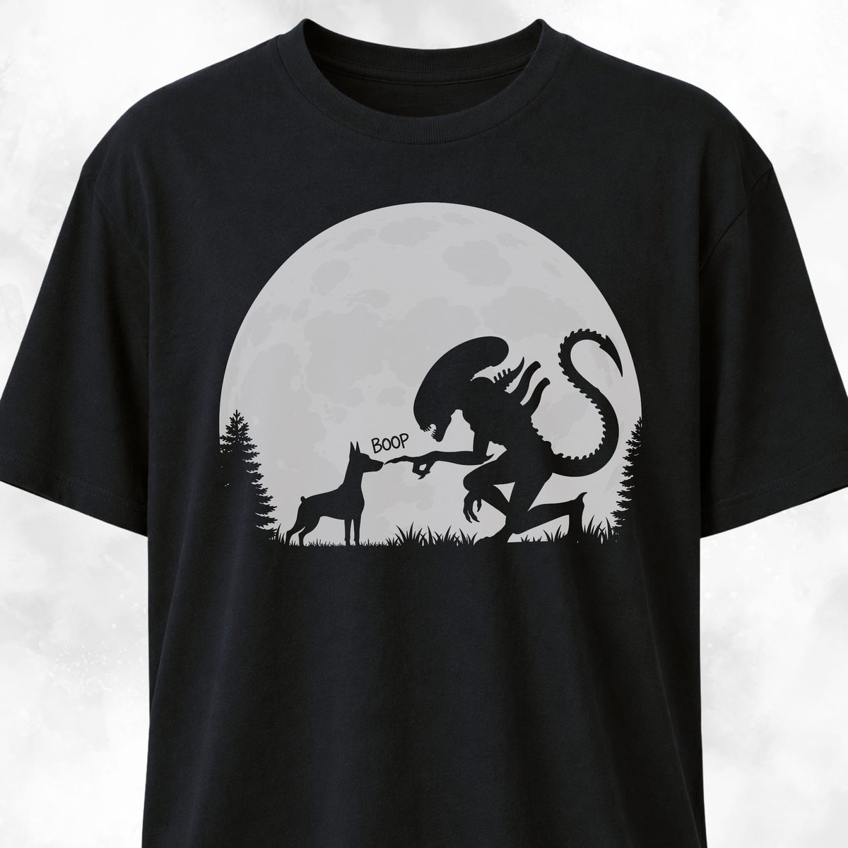 Alien Xenomorph Booping Doberman T Shirt Gift For Dog Lover