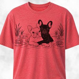 Black And White Frenchies In Water T Shirt Gift For Dog Lover