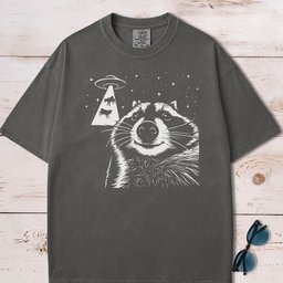 Alien Ufo Abducting Cows Raccoon Selfie T Shirt Gift For Dog Lover
