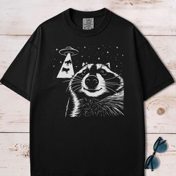 Alien Ufo Abducting Cows Raccoon Selfie T Shirt Gift For Dog Lover