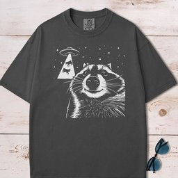 Alien Ufo Abducting Cows Raccoon Selfie T Shirt Gift For Dog Lover