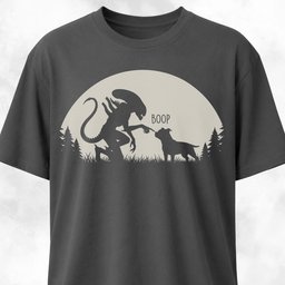Alien Xenomorph Booping Pittie T Shirt Gift For Dog Lover