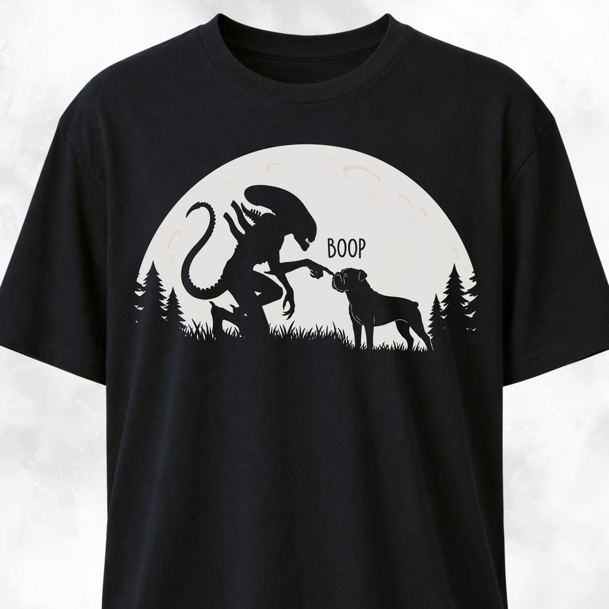 Alien Xenomorph Booping Boxer T Shirt Gift For Dog Lover