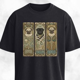 Art Nuveau Panels With Pugs T Shirt Gift For Dog Lover