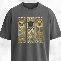 Art Nuveau Panels With Pugs T Shirt Gift For Dog Lover