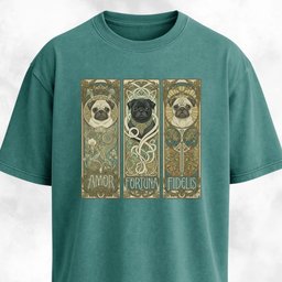 Art Nuveau Panels With Pugs T Shirt Gift For Dog Lover
