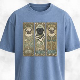 Art Nuveau Panels With Pugs T Shirt Gift For Dog Lover