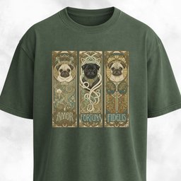 Art Nuveau Panels With Pugs T Shirt Gift For Dog Lover