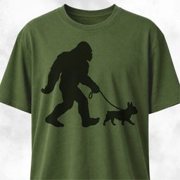 Bigfoot With A Frenchie T Shirt Gift For Dog Lover