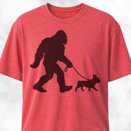 Bigfoot With A Frenchie T Shirt Gift For Dog Lover