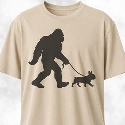Bigfoot With A Frenchie T Shirt Gift For Dog Lover