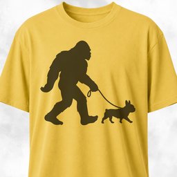 Bigfoot With A Frenchie T Shirt Gift For Dog Lover