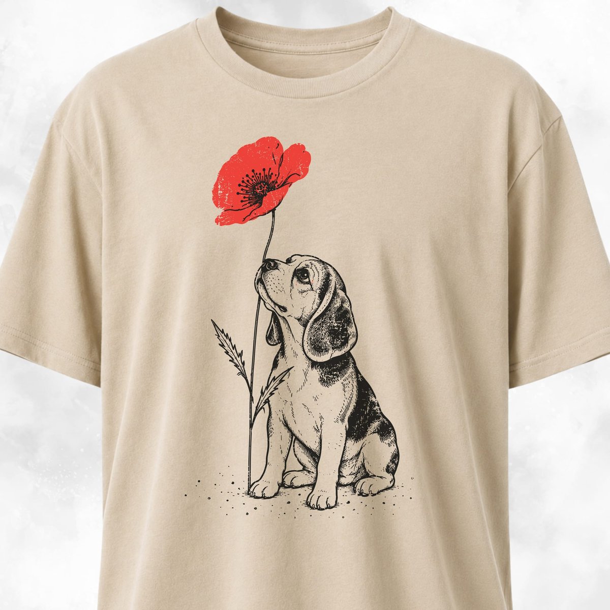 Beagle Smelling Poppy T Shirt Gift For Dog Lover