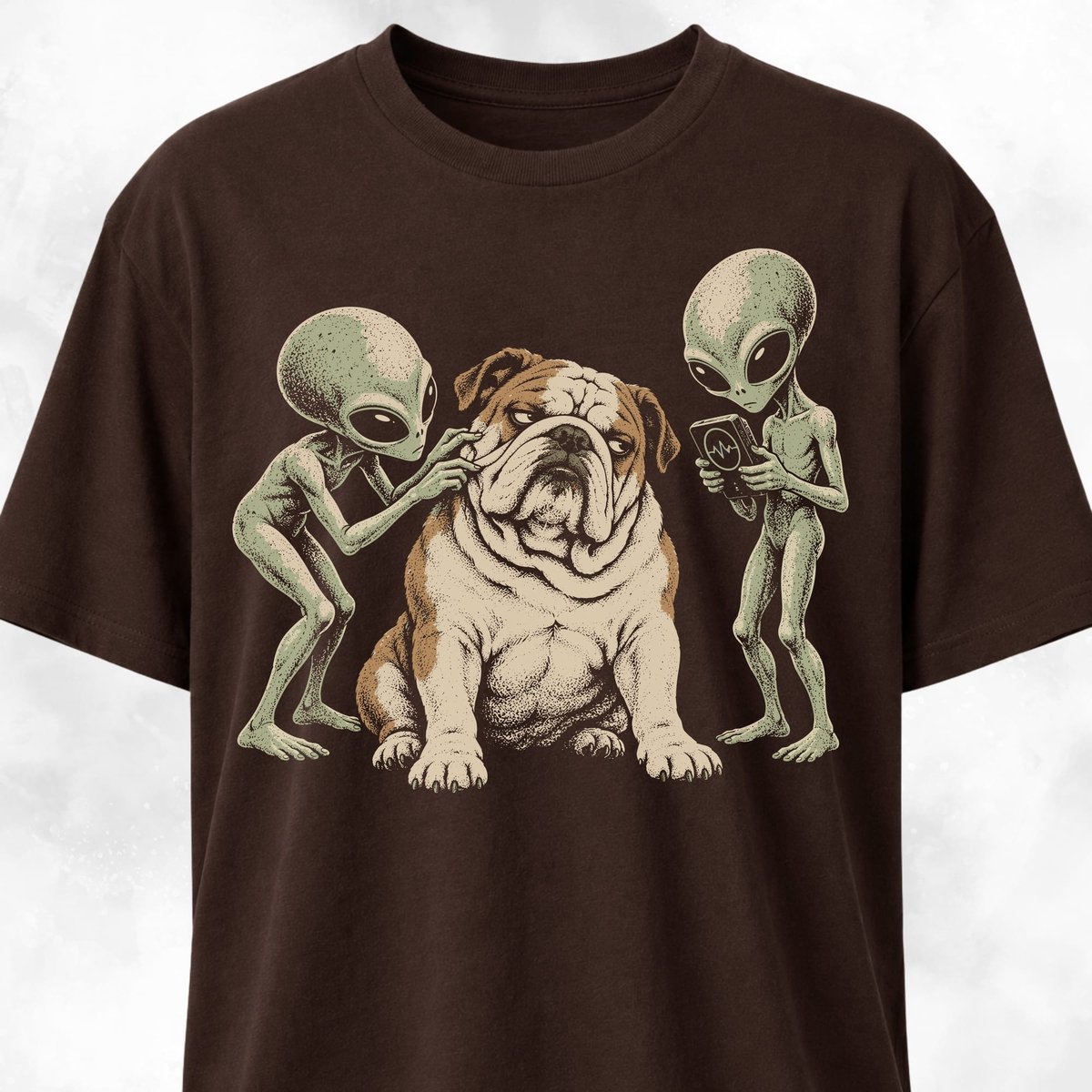 Aliens Inspect Unimpressed Bulldog T Shirt Gift For Dog Lover