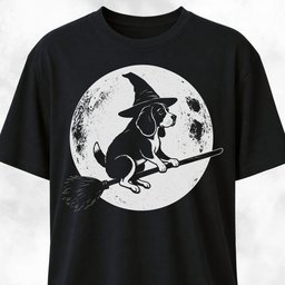 Beagle On A Broom T Shirt Gift For Dog Lover