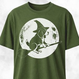 Beagle On A Broom T Shirt Gift For Dog Lover