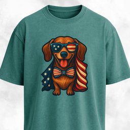 American Flag Doxie T Shirt Gift For Dog Lover