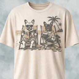 Beach Frenchie Twins T Shirt Gift For Dog Lover