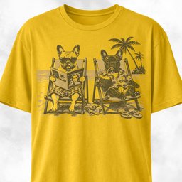 Beach Frenchie Twins T Shirt Gift For Dog Lover