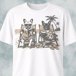 Beach Frenchie Twins T Shirt Gift For Dog Lover