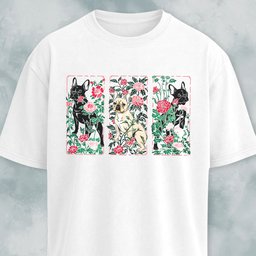 Art Nuveau Panels Floral French Bulldogs T Shirt Gift For Dog Lover