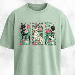Art Nuveau Panels Floral French Bulldogs T Shirt Gift For Dog Lover