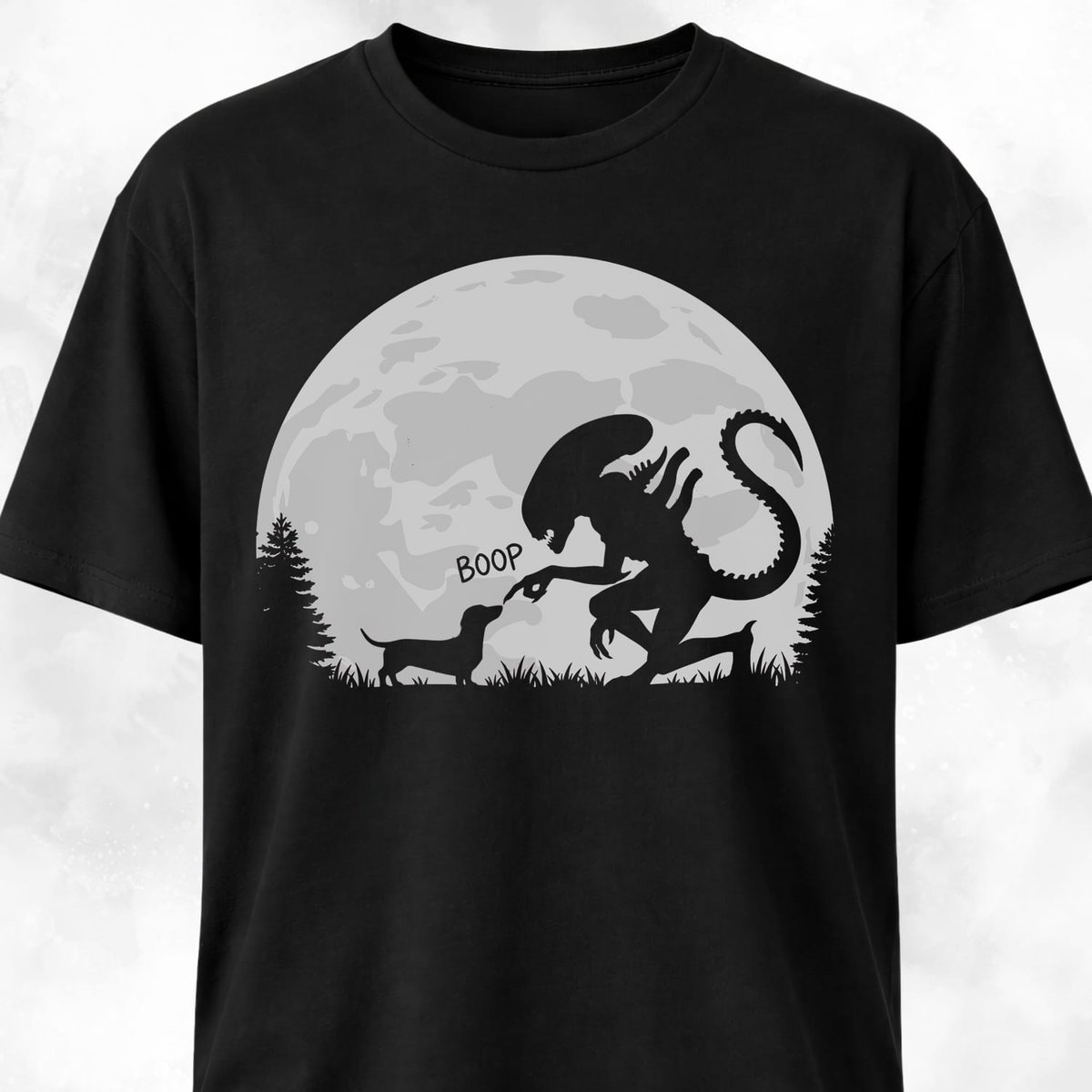 Alien Xenomorph Booping Doxie T Shirt Gift For Dog Lover