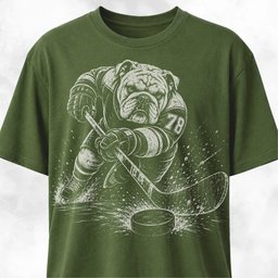 Bulldog Playing Hockey T Shirt Gift For Dog Lover